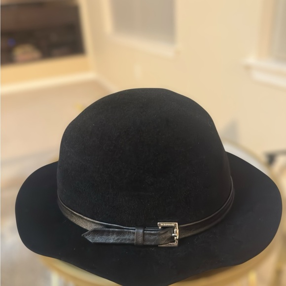 Burberry London Fedora Hat XL Black Rabbit Felt - Leather Band w Engraving - Picture 1 of 4